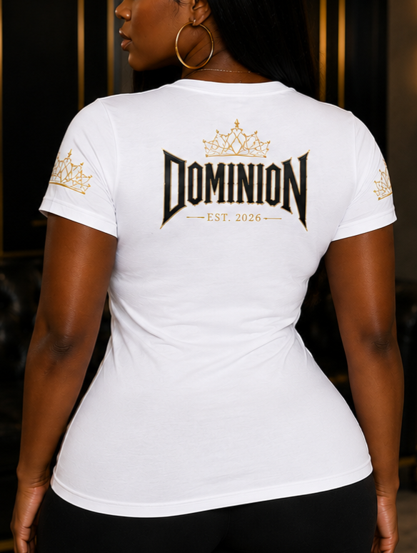 Dominion Women's Crowned Royal Black Queen Energy V-Neck T-Shirt